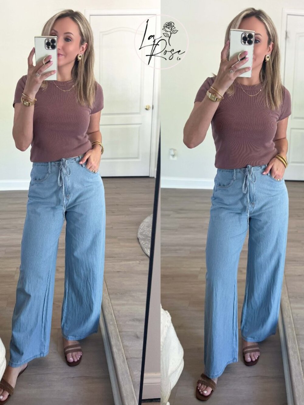 Annabella Relaxed Denim Pants with Drawstring Waist | Women's Jeans | Summer - Picture 4 of 10